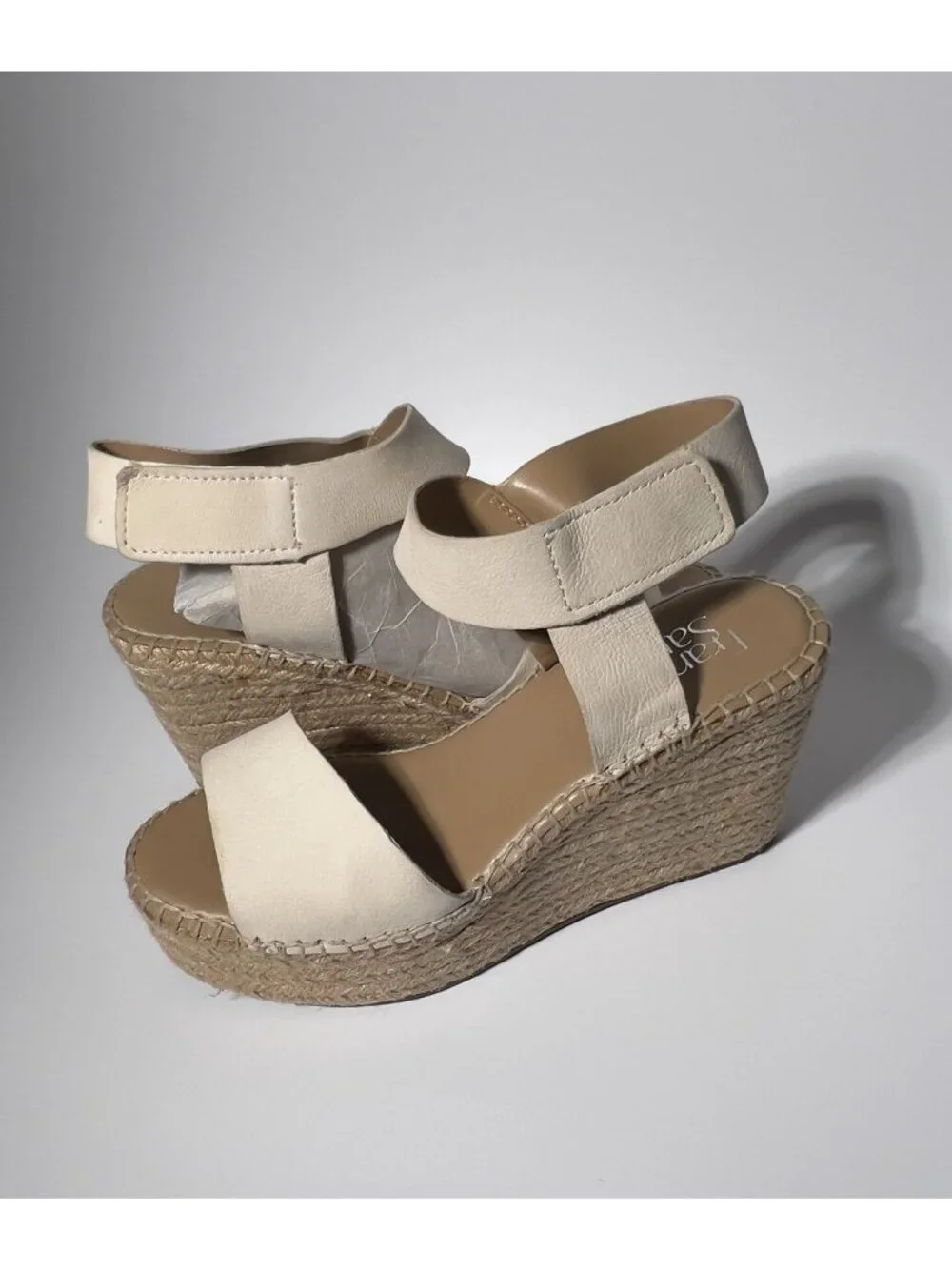 Franco Sarto Espadrille Wedge Sandals Women’s 7M Ivory Ankle Strap
